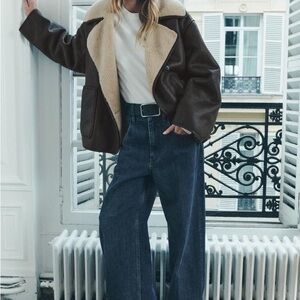 NWT Zara Shearling Faux Leather Jacket